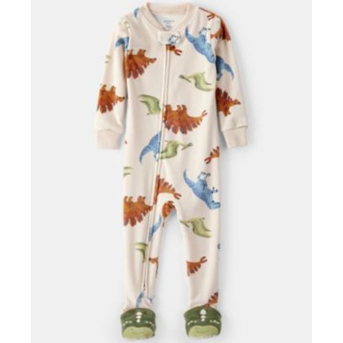 Baby Boys Dinosaur-Print Long-Sleeve 2-Way-Zip 1-Piece Footed Pajamas