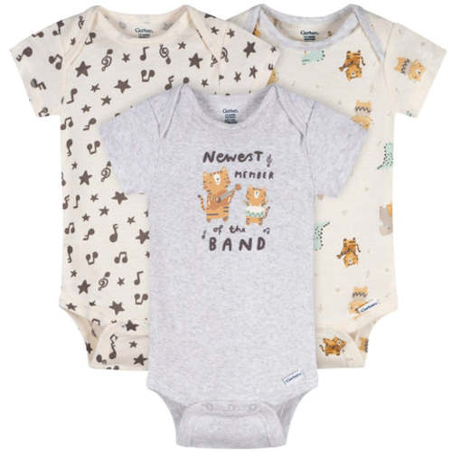 3-Pack Baby Neutral Newest Band Member Short Sleeve Onesies® Bodysuits
