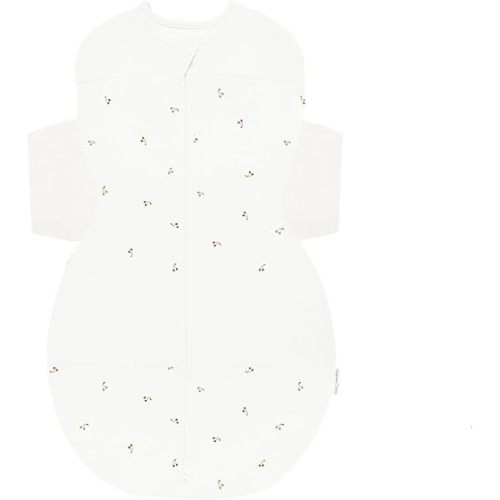 Medium, Happiest Baby SNOO Sleep Sack - 100% Organic Cotton Baby Swaddle Blanket - Doctor Designed Promotes Healthy Hip Development (Ivory Cherries, Medium)