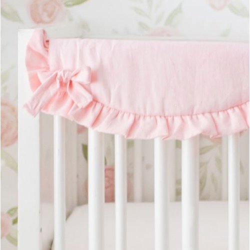 Bloomfield Blush Linen Crib Rail Cover - Short Rail Guard (Set of 2)
