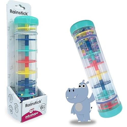 Edushape Rainstick 8 Inch - Rainmaker Toy for Babies, Sensory Tubes Musical Instrument - Rain Stick Baby Toy for Soothing Rain Sounds, Perfect Tummy Time Toys, Engaging Toddler Sensory Play