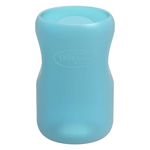 Dr. Brown's Options+ Wide-Neck Glass Bottle Sleeve, 100% Silicone, Blue, BPA-Free, 5 oz, 1-Pack
