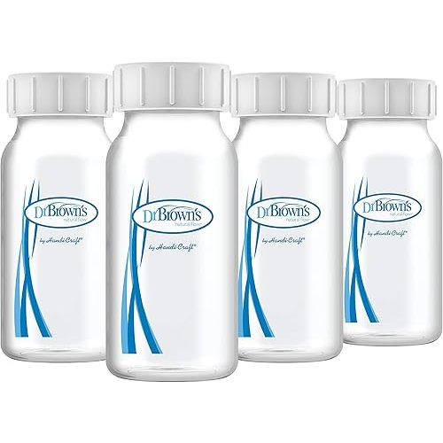 Dr. Brown's Breast Milk Collection Bottles with Storage Caps, Breast Pumps Compatible, Collect, Store, and Keep Milk Fresh, BPA Free – 4-Pack