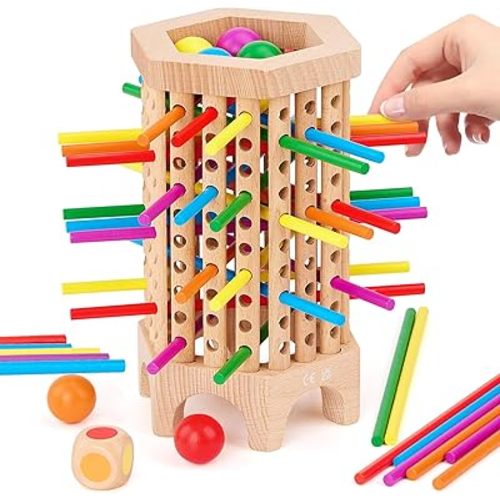 Montessori Game Wooden Board Games for Kids 4-6-8-12, 36 Colorful Stick Math Educational Toys for 3 4 5 6 Year Olds, Classic Fun Dice Games for Family Game Night for 2-6 Players Gift