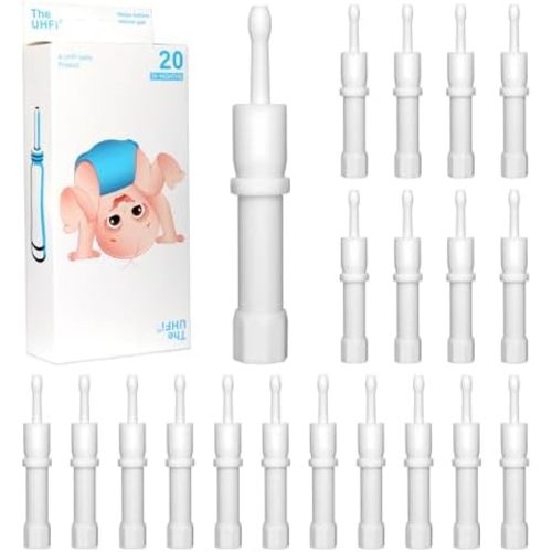 uhfi Gas and Colic Reliever for Babies, Baby Gas Colic Relief, Natural Solution for Baby Colic and Gas Relief, 100% Safe & Effective Instant Constipation Relief for Babies, 20 Count (White)
