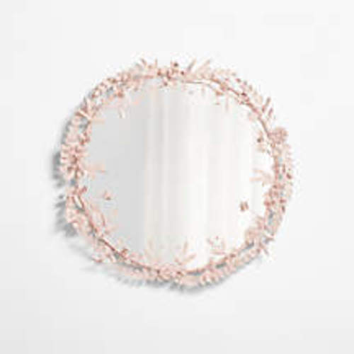Flower Crown Pink Metal 30" Round Wall Mirror