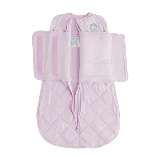 DREAMLAND BABY Bamboo Viscose Swaddle Sleep Sack (0-6 Months). Ultra Soft Swaddle Blanket w/Built in Band. 95% Viscose, 5% Spandex (Blush)