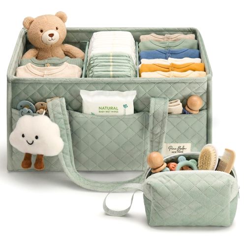 Amazon.com: PeraBella Baby Diaper Caddy Organizer, Baby Basket Shower Gift, Portable Changing Table Basket, Postpartum Caddy & Tote Bag Pouch, Newborn Boy & Girl Nursery Essentials Registry, Car Diaper Organizer