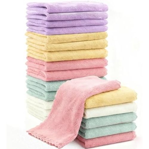 20 Pack 10x10 Inches Microfiber Coral Fleece Baby Washcloths,Extra Absorbent,Soft Wash Clothes,Bath Face Towel for Newborn,Infant and Toddlers (Muticolor)