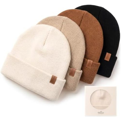 Konssy 4-Pack Baby Beanie Winter Hat for Newborn Infant Boy Girl 0-6 Months
