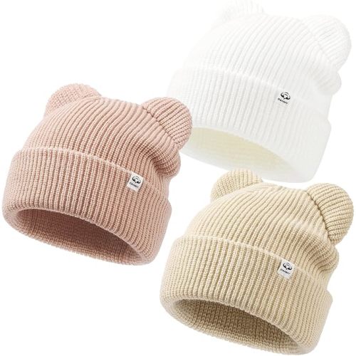 Baby Beanie Winter Knit Hat with Bear Ear for Infant Toddler Boys Girls Children Soft Knitted Hat Skull Cap