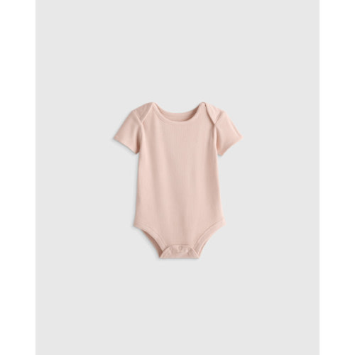 Softest Rib Short Sleeve Bodysuit in Peach Blush