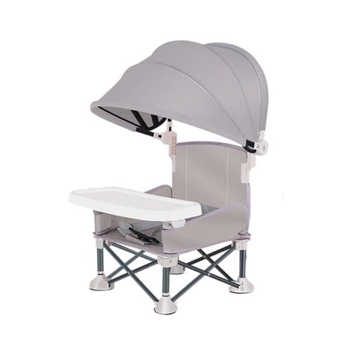 Portable Infant Travel Seat In Gray, Perfect for Camping, Beach, Compact Folding, Easy To Clean, with Carrying Bag and Belt, High - Quality Construction Grey