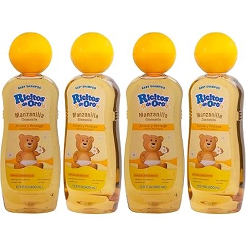 Ricitos de Oro, Baby Shampoo Cleansing and Lightening Baby Shampoo with Chamomile, Paraben Free, Hypoallergenic of 13.5 FL Oz Each,(Pack of 4)