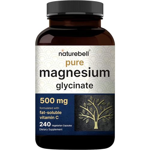Naturebell Pure Magnesium Glycinate 500mg, 240 Veggie Capsules | 100% Chelated & Purified – 3rd Party Tested, Vegan Friendly, Non-GMO, Filler Free