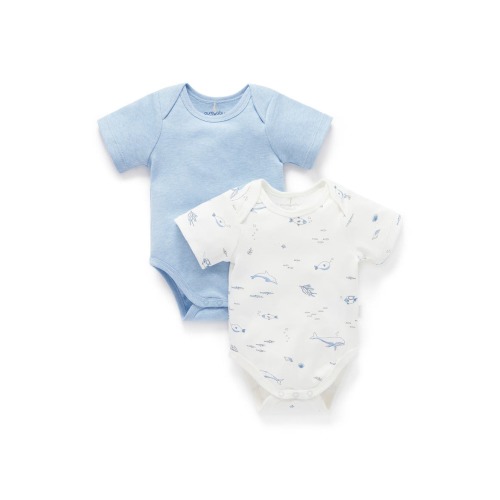 2 Pack Short Sleeve Bodysuit, 0-3M