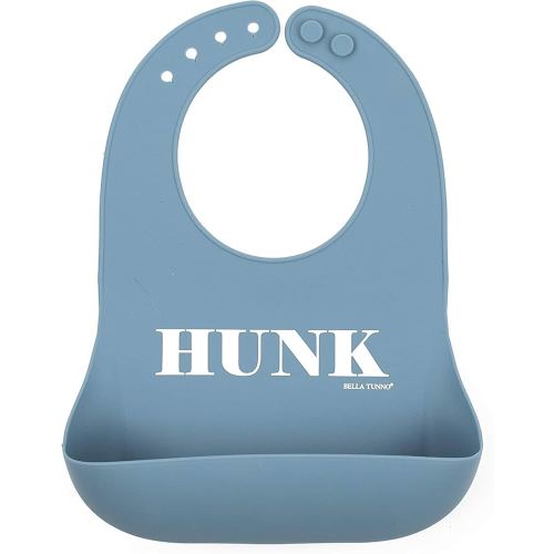 Baby Bib for Eating by Bella Tunno, Waterproof Silicone Bib with Large Food Catcher, Adjustable Fit for Babies 4-12 months & Toddlers 1-3 Years, Boys & Girls, Hunk