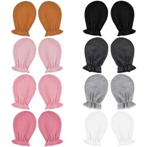 8 Pairs Baby Mittens Newborn No Scratch Mittens Newborn 0-6 Months Cotton Wrist Gloves Infant Toddler Mitten