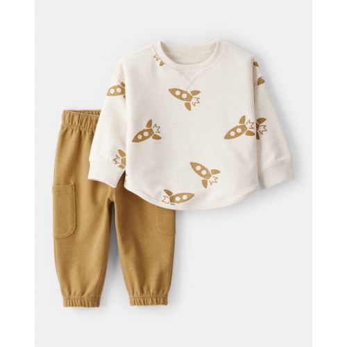24mos Baby Boy Rocket French Terry Long-Sleeve Tee & Pant Set - Ivory/Yellow - Carter's | Carter's