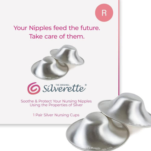 SILVERETTE® The Original Silver Nursing Cups, Nipple Covers for Breastfeeding Essentials, Pure 925 Silver Nipple Shields for Breastfeeding Newborn, Lightweight Nursing Cups, Regular Size
