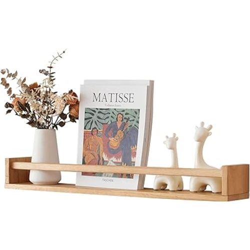 Oak Nursery Floating Shelves 27.5 Inches Wall Mounted Nursery Shelf, Wood Bookshelf Wall Shelves for Kitchen Spice Rack Bedroom Living Room Baby Nursery Room, Natural