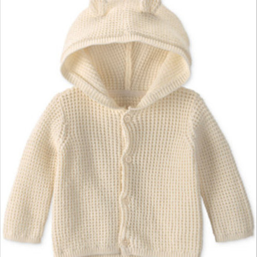 Baby Girls' and Baby Boys' Bear Ears Long-Sleeve Hooded Sweater