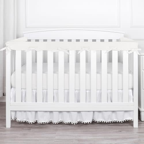 CLYCSRC 3 in 1 Crib Rail Covers for Teething,Soft Breathable Anti-Collision Crib Teething Rail Cover Edge Protector Strip（2025 New） (4pc-White)