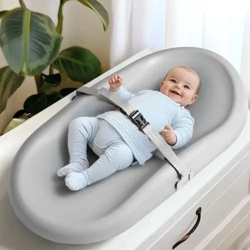 Wipe-Clean Changing Pad, Waterproof & Wipeable, Soft & Non-Slip Diaper Adjustable Safety Belt, Changing Pad for Dresser, Changing Table