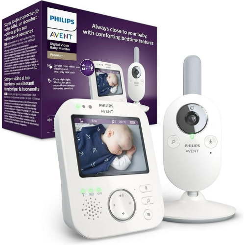 PHILIPS Avent Digital Baby Monitor with Camera and Audio, 3.5" Display Baby Camera Monitor with 2-Way Talk, Night Vision, Temperature, 980ft Range, Video Baby Monitor with No Wi-fi, Lullabies
