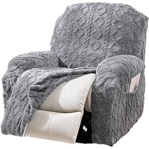 JOKIVTOU Recliner Chair Covers 4-Pieces Reclining Chair Slipcovers with Pocket& Elastic Bottom, Soft Feel Fitted Lazy Boy Sofa Couch Cover Washable, Stretch Recliner Furniture Protector