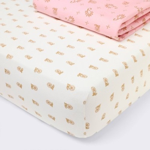 2pk Fitted Cotton Blend Jersey Crib Sheets - Paisley - Cloud Island™