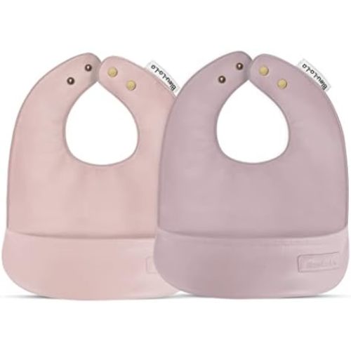 Vegan Leather Easy Clean Baby Bibs with Practical Pocket and Snaps - Great for Feeding and Teething Infants 0-12 Months
