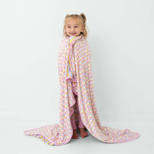 Pastel Rainbows & Sunrise Stripes Large Cloud Blanket - Little Sleepies