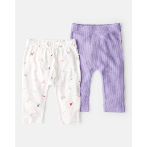 Baby Girl Paint Print PurelySoft Pull-On Pants - White/Purple | Carter's