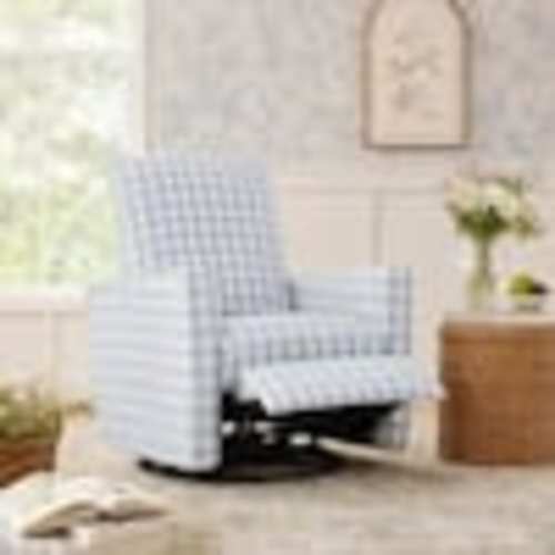 Spruce & Spring Vivid Light Blue Polyester Manual Swivel Glider Recliner with 360° Swivel and 3-Position Recline, Easy Home Assembly SSMM7A5010B-YL2515