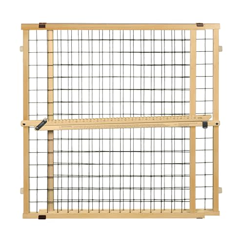 MYPET Wire Mesh Dog Gate: 29.5"-50" Wide, Pressure Mounted with No Tools; Expandable, Durable Pet Gates for Doors and Hallways, 31" Tall, Made with Sustainable Hardwood