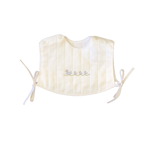 Embroidered Bib with Snaps - Blue Ducks