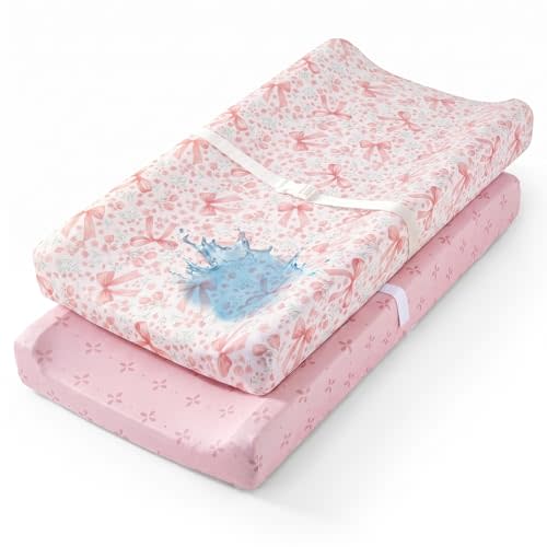 Waterproof Changing Pad Cover 2 Pack Ultra Soft Changing Table Sheets for Girl Boy Diaper Changing Pad Sheet