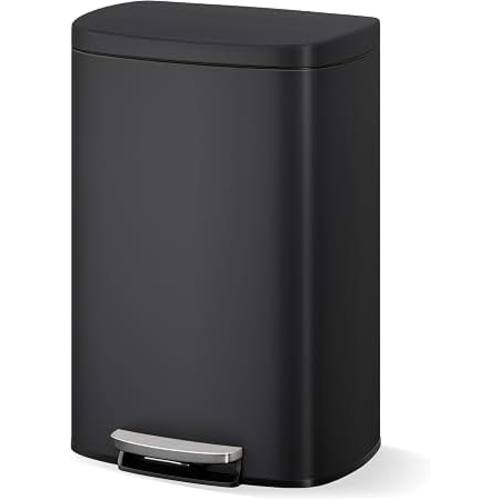 Amazon.com: GarveeHome Stainless Steel Kitchen Trash Can, 13 Gal / 50 L Step-On Garbage Bin with Soft Close Lid, Large Rustproof Metal Trash Can for Kitchen, Black