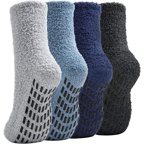 Slipper Socks for Women Men Grip Hospital Socks with Grips Fuzzy Non Slip Warm Womens Gifts