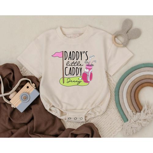 Daddy’s Little Caddy Romper, Golf Baby Outfit, First Father&#39;s Day Gift, Newborn Bodysuit, Personalized Baby Clothes, Golf Themed Baby Shower