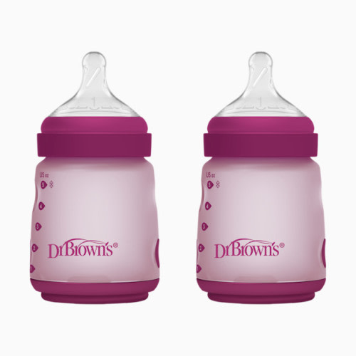 Options+ Wide-Neck Silicone Baby Bottles - Pink, 5 Oz
