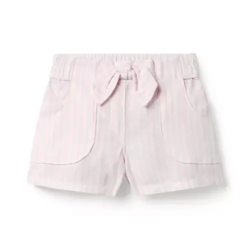 Girl Light Pink Stripe Linen-Cotton Striped Short by Janie and Jack