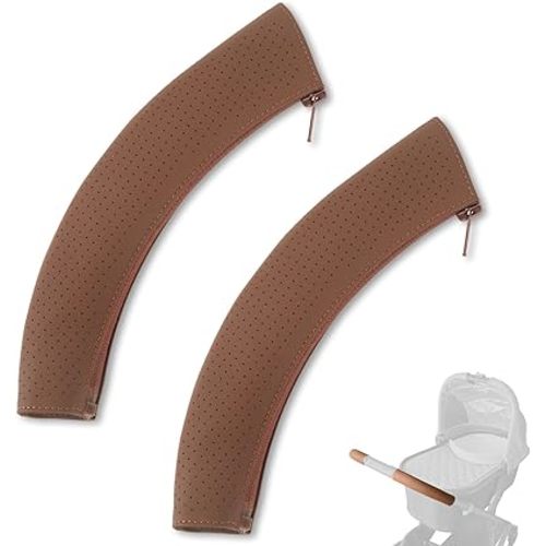 Leather Stroller Handlebar Cover Compatible with UPPA-Baby Vista 2015-2019, Vista V2 and V3 - Handle Cover 100% Natural Leather with Closure, Perforated Non-Slip Design, Accessory