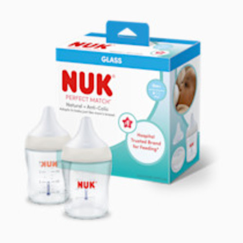 NUK Perfect Match Glass Bottle (2 Pack) - 4 Oz, 2