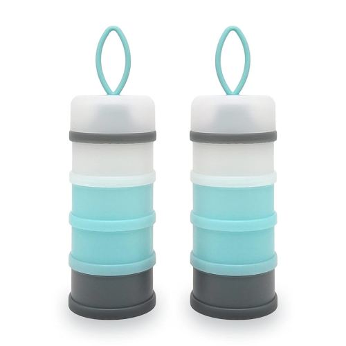 Baby Formula Dispenser, Formula Container, Milk Powder Dispenser Container, BPA Free, 4 Layers 2 Packs, Baby Feeding Travel Storage Container, Non-Spill Stackable Baby Snack Storage Container