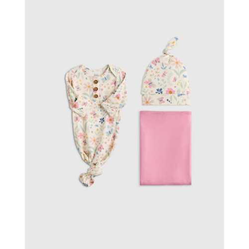 Bamboo Gown, Hat & Swaddle Set in Wildflower Dreams