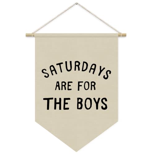 Saturdays Pennant Flag Banner, Boys Room Wall Hanging Decor for Playroom