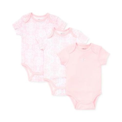 Baby Girls Damask Short Sleeved Bodysuits, Pack of 3