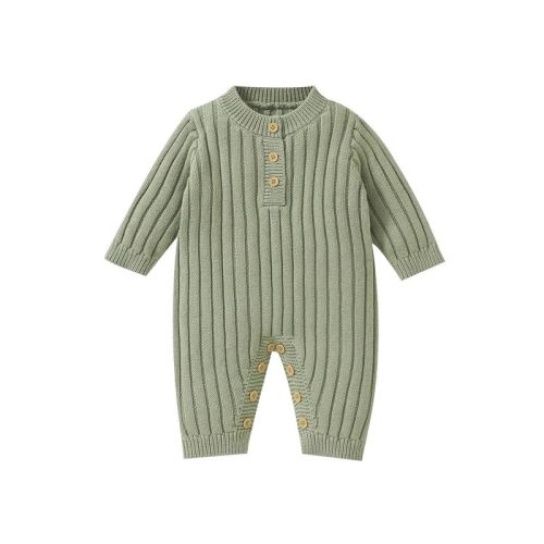 Neiwech Baby Boy Girl Romper Newborn Infant Knit Striped Solid Long Sleeve One Piece Jumpsuit Clothes
